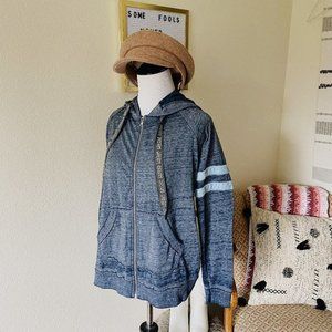 Dream blue Varsity zip Up Hoodie Cozy Loungewear Blue Size Large